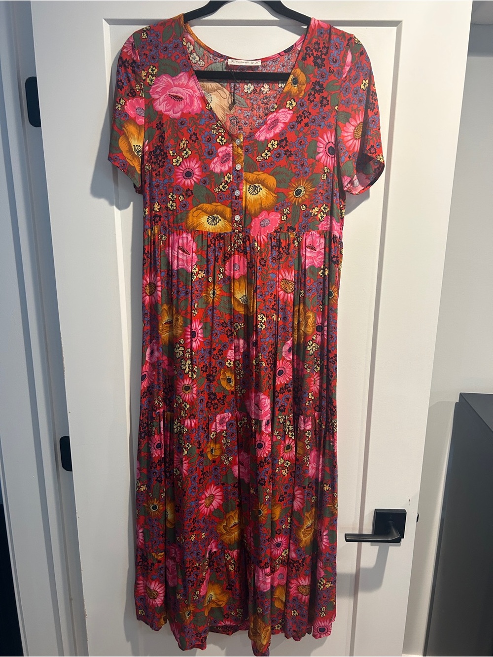 Floral Maxi Dress in Pink and Mustard